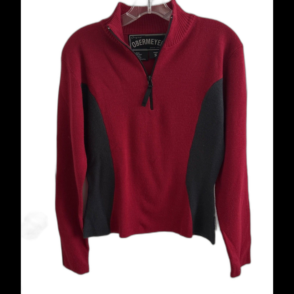 EUC VTG Obermeyer 1/4 Zip Pullover Color Block Wool Blend Sweater Ski Sz S